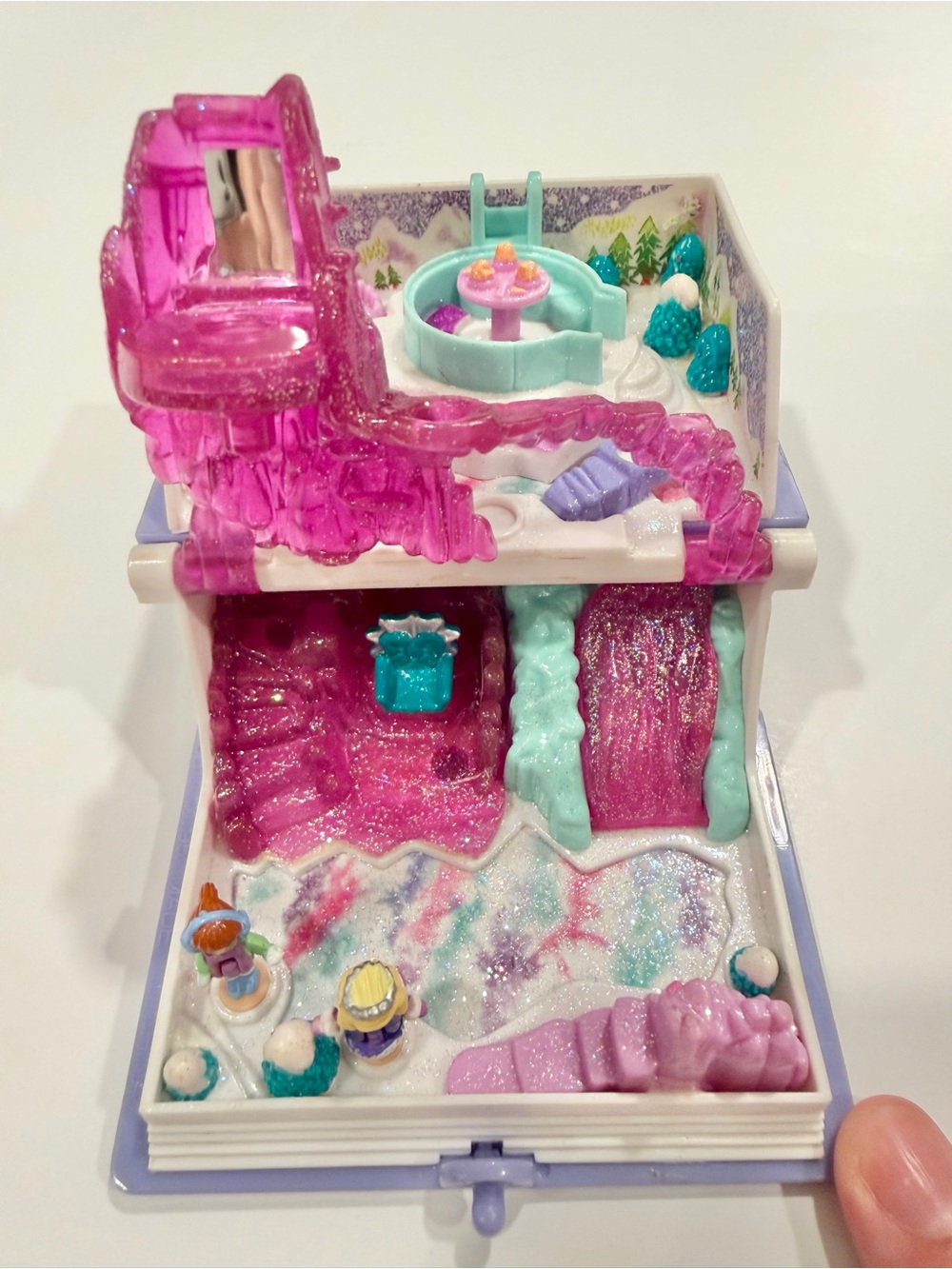 Vtg Polly Pocket 1995 Sparkle Snowland Enchanted Storybook Bluebird (w/ 2 Figs)